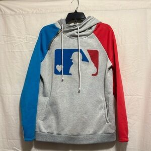 New-Womens Baseball Hoodie Size XL (fits smaller) double hood & thumb holes